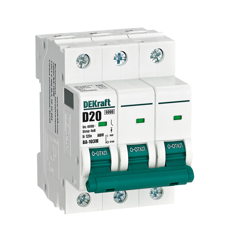 Автоматический выключатель ВА-103М 3P 20А D 6кА без теплозащиты