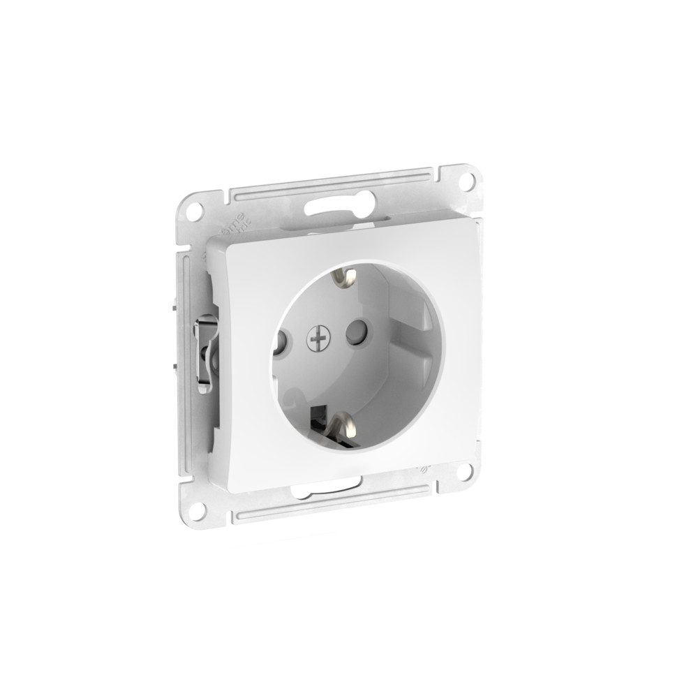 GLOSSA РОЗЕТКА с заземлением со шторками, 16А, механизм, быстрозажим. клем., БЕЛЫЙ