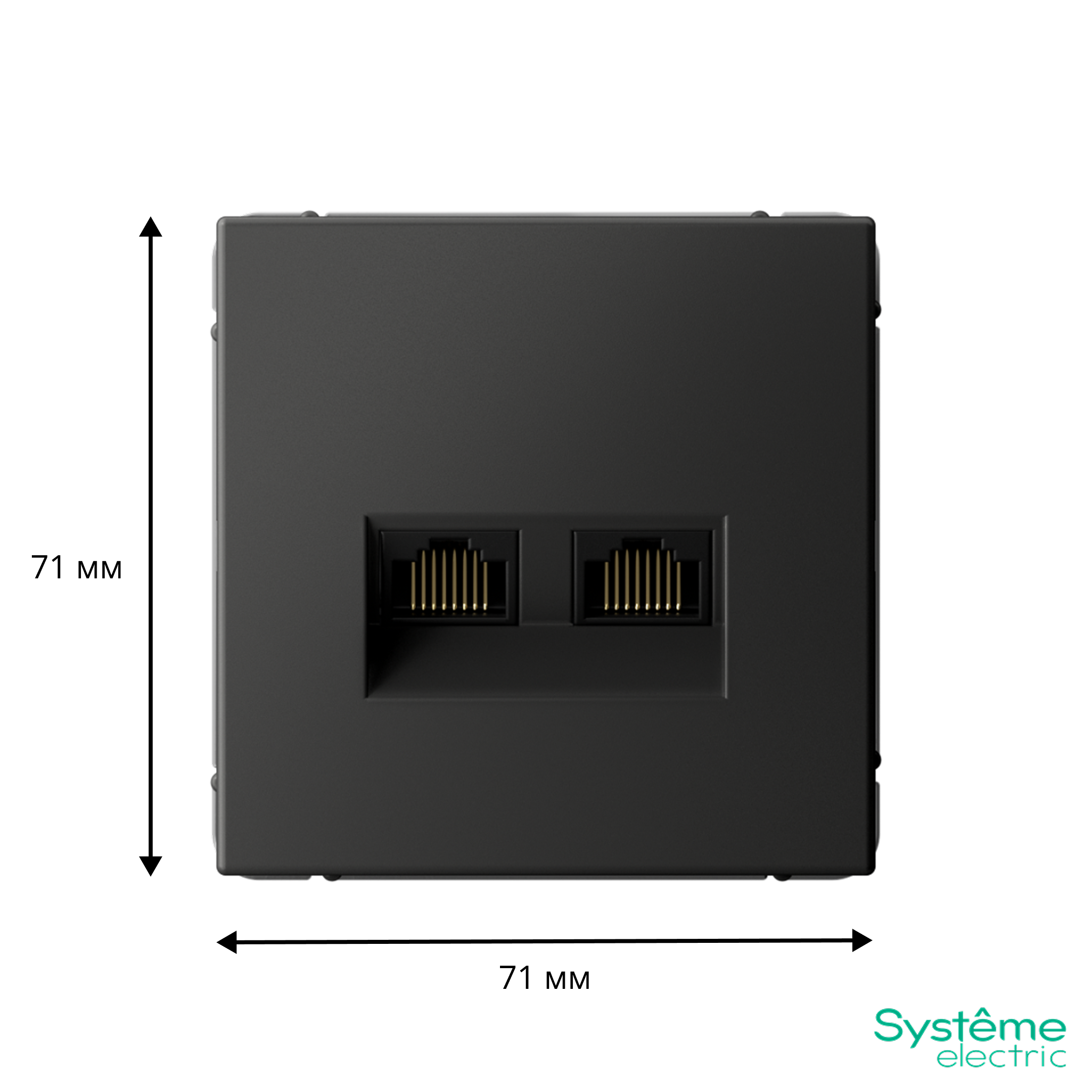 ARTGALLERY РОЗЕТКА двойная компьютерная RJ45+RJ45, кат. 5е, механизм, БАЗАЛЬТ