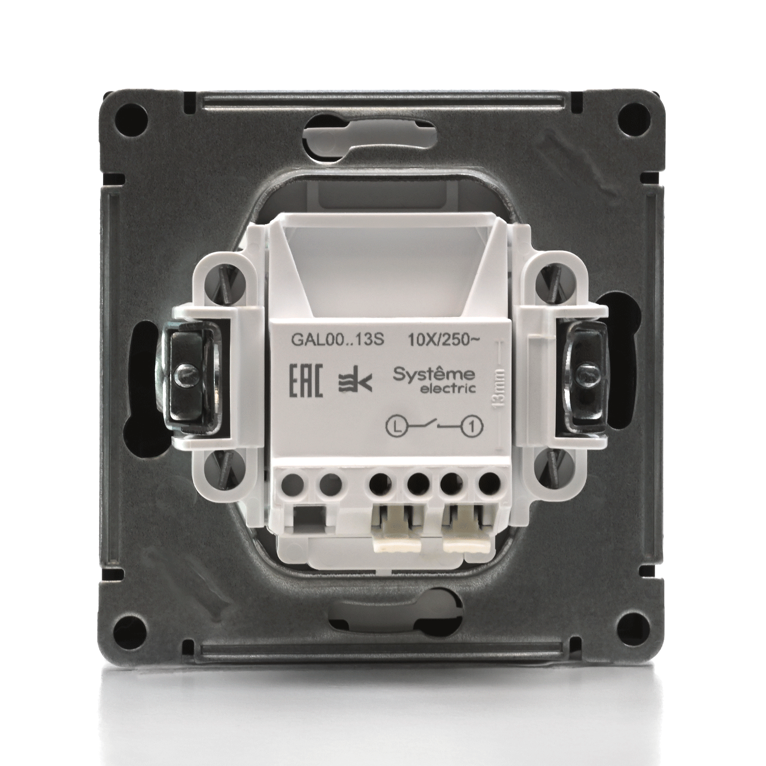 ARTGALLERY 1-клавишный ВЫКЛЮЧАТЕЛЬ с подсветкой, 10АХ, механизм, быстрозажим. клем., БАЗАЛЬТ