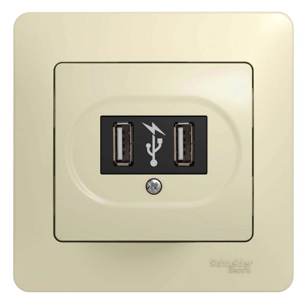 GSL000232 USB розетка 5В/1400мА 2х5В/700мА мех. беж.
