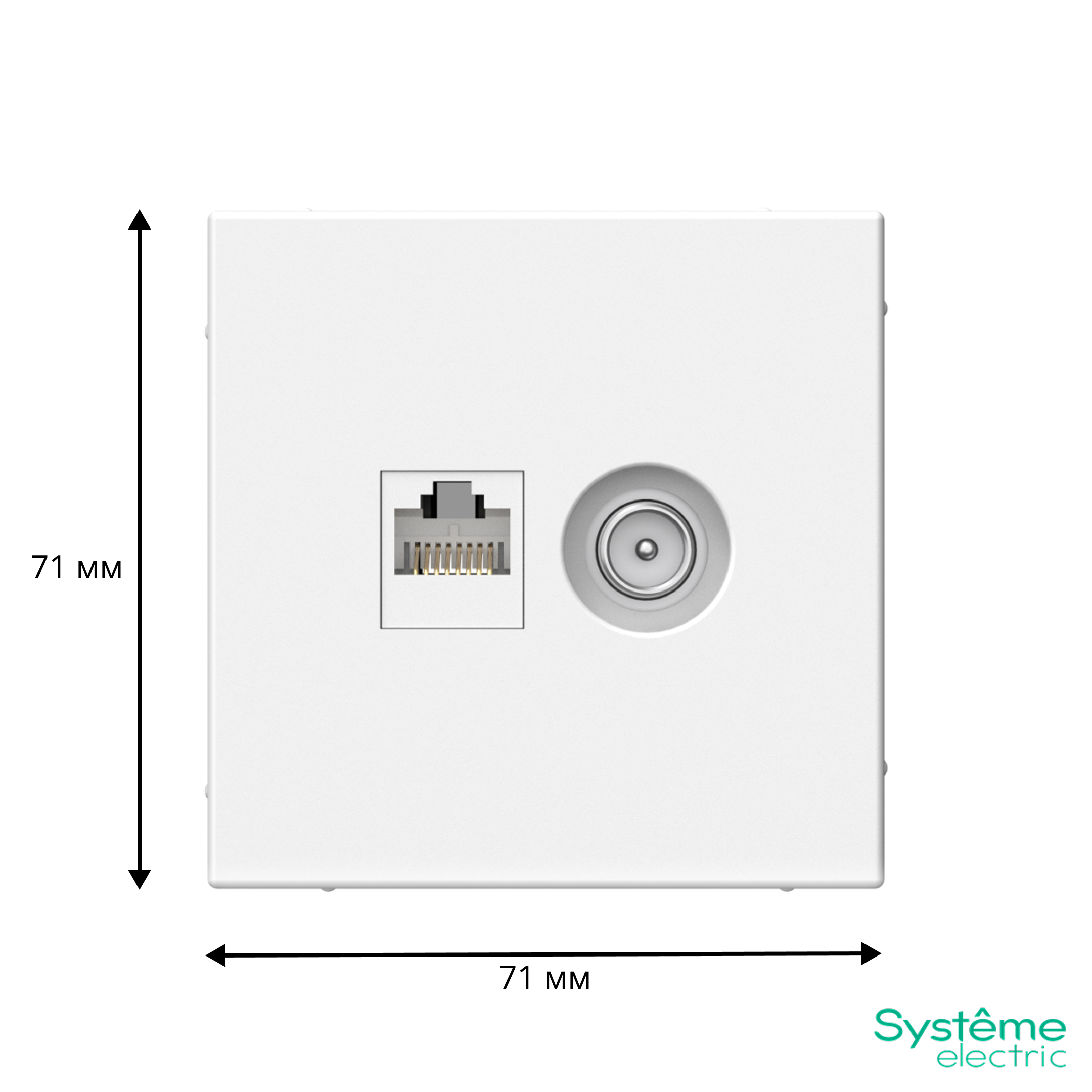 ARTGALLERY РОЗЕТКА двойная ТВ + компьютерная RJ45, кат. 5Е, БЕЛЫЙ