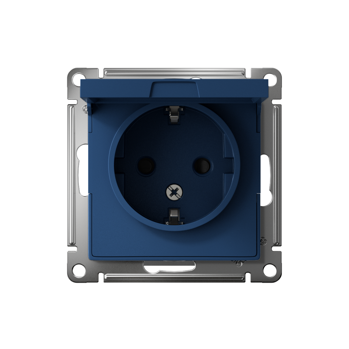 ATLASDESIGN РОЗЕТКА с заземлением со шторками с крышкой, 16А, IP20, механизм, АКВАМАРИН