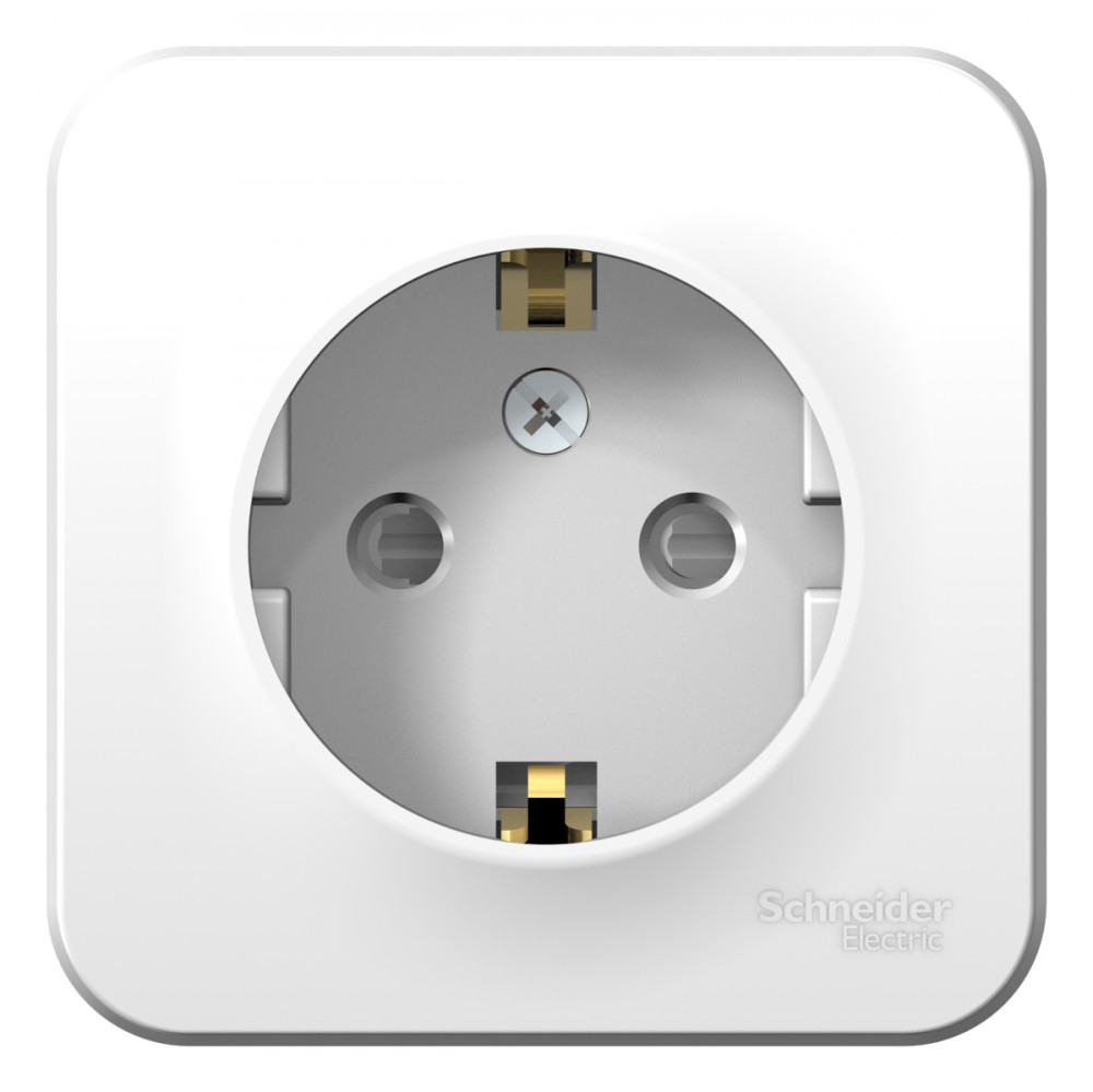 BLANCA О/У РОЗЕТКА с заземлением со шторками, МЕТАЛ. ПЛ., 16А, 250В, БЕЛЫЙ