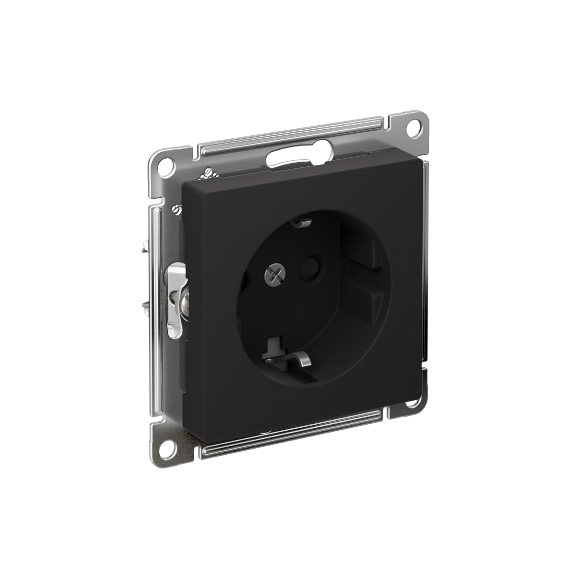 ATLASDESIGN РОЗЕТКА с заземлением со шторками, 16А, механизм, быстрозажим. клем., КАРБОН