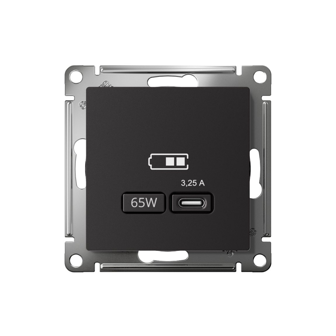 ATLASDESIGN USB РОЗЕТКА тип-С 65Вт высокоскор.заряд. QC, PD, механизм, КАРБОН