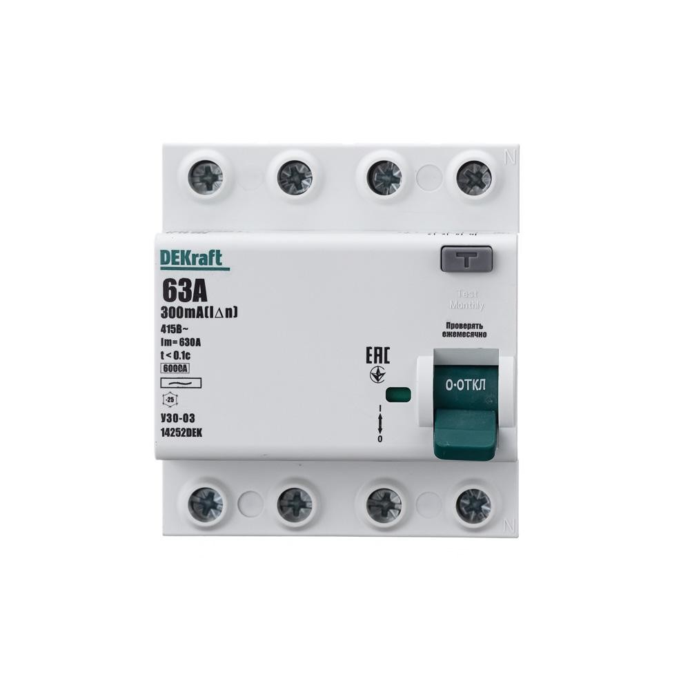 ВДТ 4P 63А 300мА тип AC 6кА УЗО-03 нов.