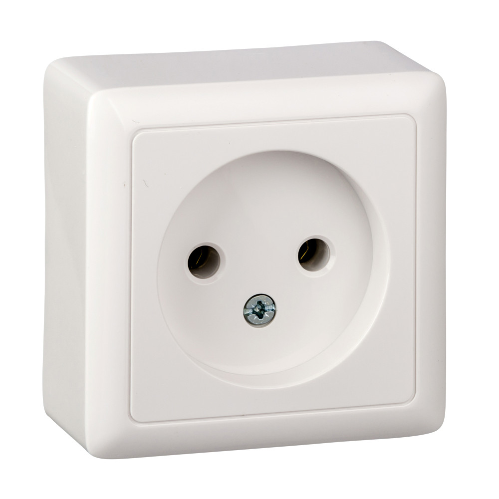 ХИТ О/У РОЗЕТКА без заземления без шторок, 10А, 250В, БЕЛЫЙ