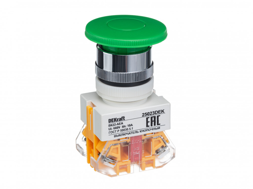Выкл. кноп. грибок AEA D22 ЗЕЛЕНЫЙ 220В ВK-22