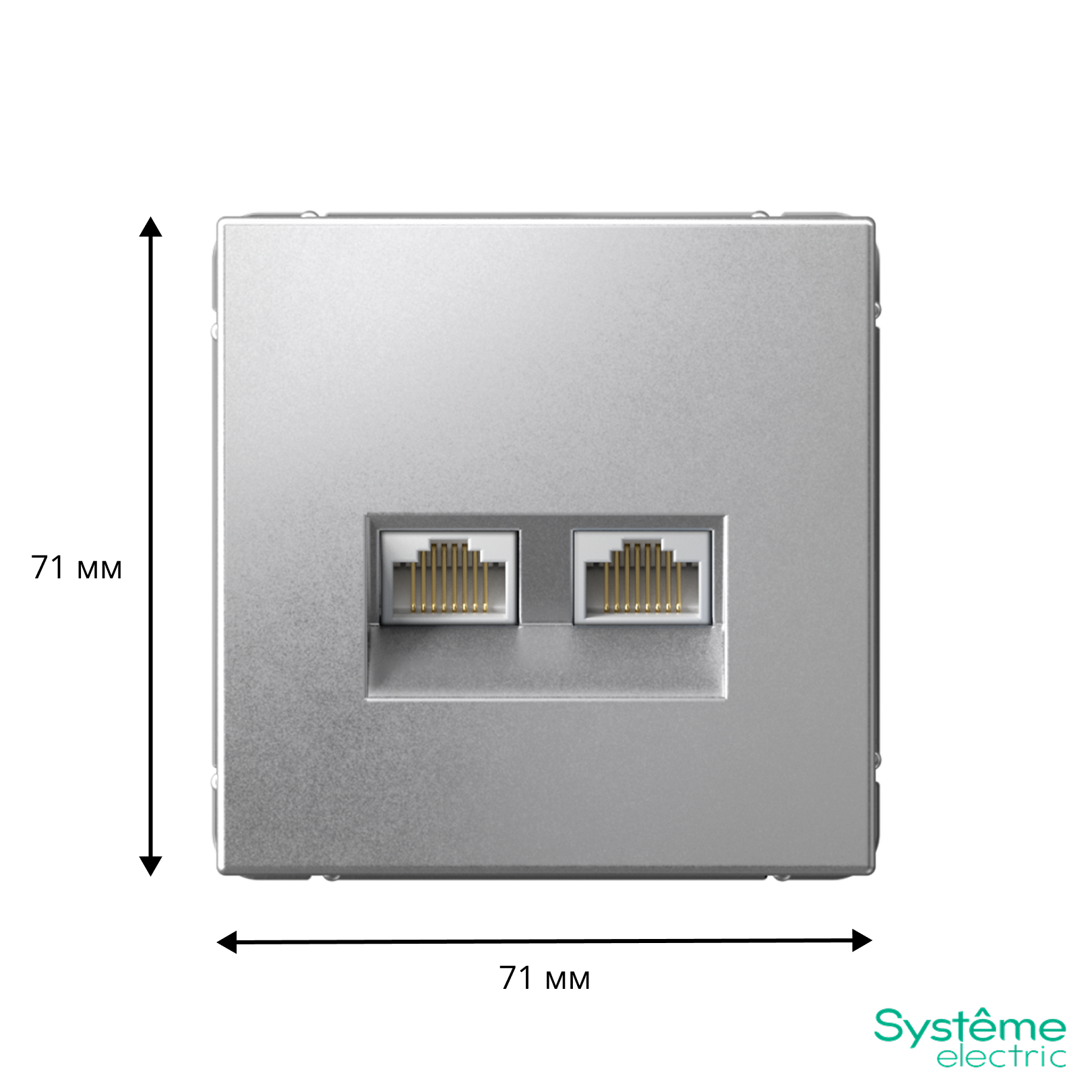 ARTGALLERY РОЗЕТКА двойная компьютерная RJ45+RJ45, кат. 5е, механизм, АЛЮМИНИЙ