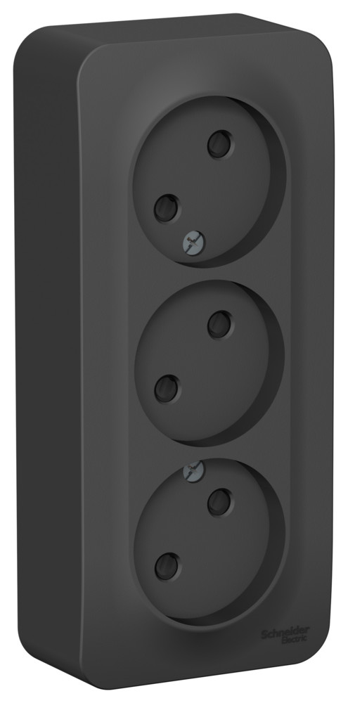 BLANCA О/У РОЗЕТКА 3-я без заземления со шторками, ИЗОЛ.ПЛ., 16А, 250В, АНТРАЦИТ