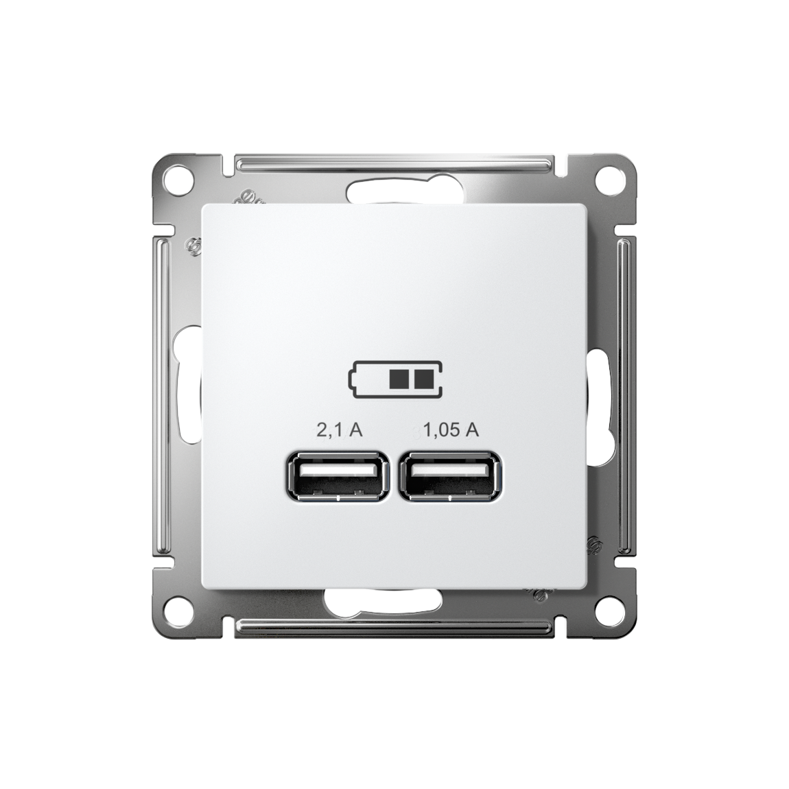 ATLASDESIGN USB РОЗЕТКА A+A, 5В/2,1А, 2х5В/1,05А, механизм, БЕЛЫЙ
