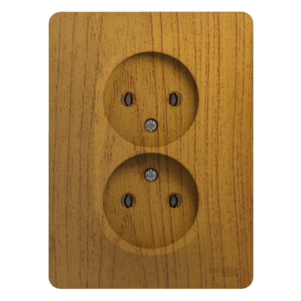 GLOSSA РОЗЕТКА двойная без заземления, 16А, в сборе, ДУБ