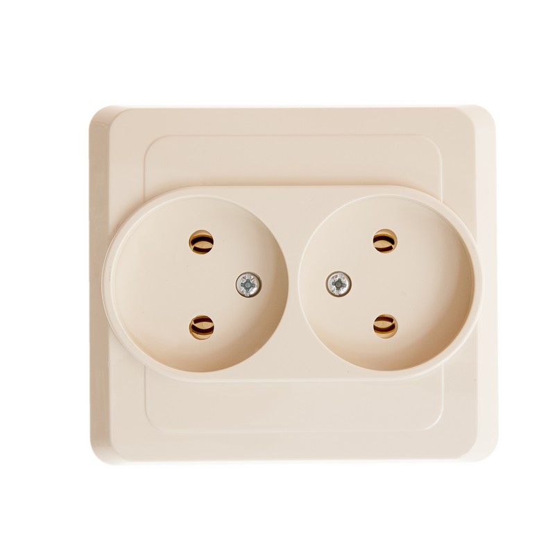 ЭТЮД С/У РОЗЕТКА двойная без заземления без шторок, 16А, 250B, КРЕМОВЫЙ