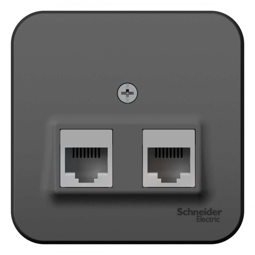 BLANCA О/У РОЗЕТКА двойная компьютерная RJ45, кат.5E, ИЗОЛ.ПЛ., АНТРАЦИТ