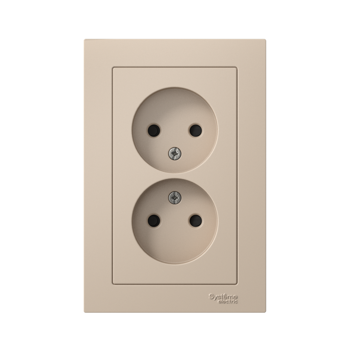 ATLASDESIGN РОЗЕТКА двойная без заземления со шторками, 16А, в сборе, ПЕСОЧНЫЙ