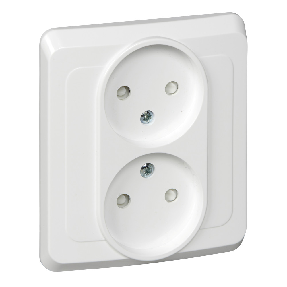 ЭТЮД С/У РОЗЕТКА двойная без заземления со шторками, 16А 250B, БЕЛЫЙ