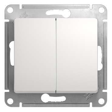 GLOSSA 2-клавишный ПЕРЕКЛЮЧАТЕЛЬ, сх.6+6, 10АХ, механизм, БЕЛЫЙ