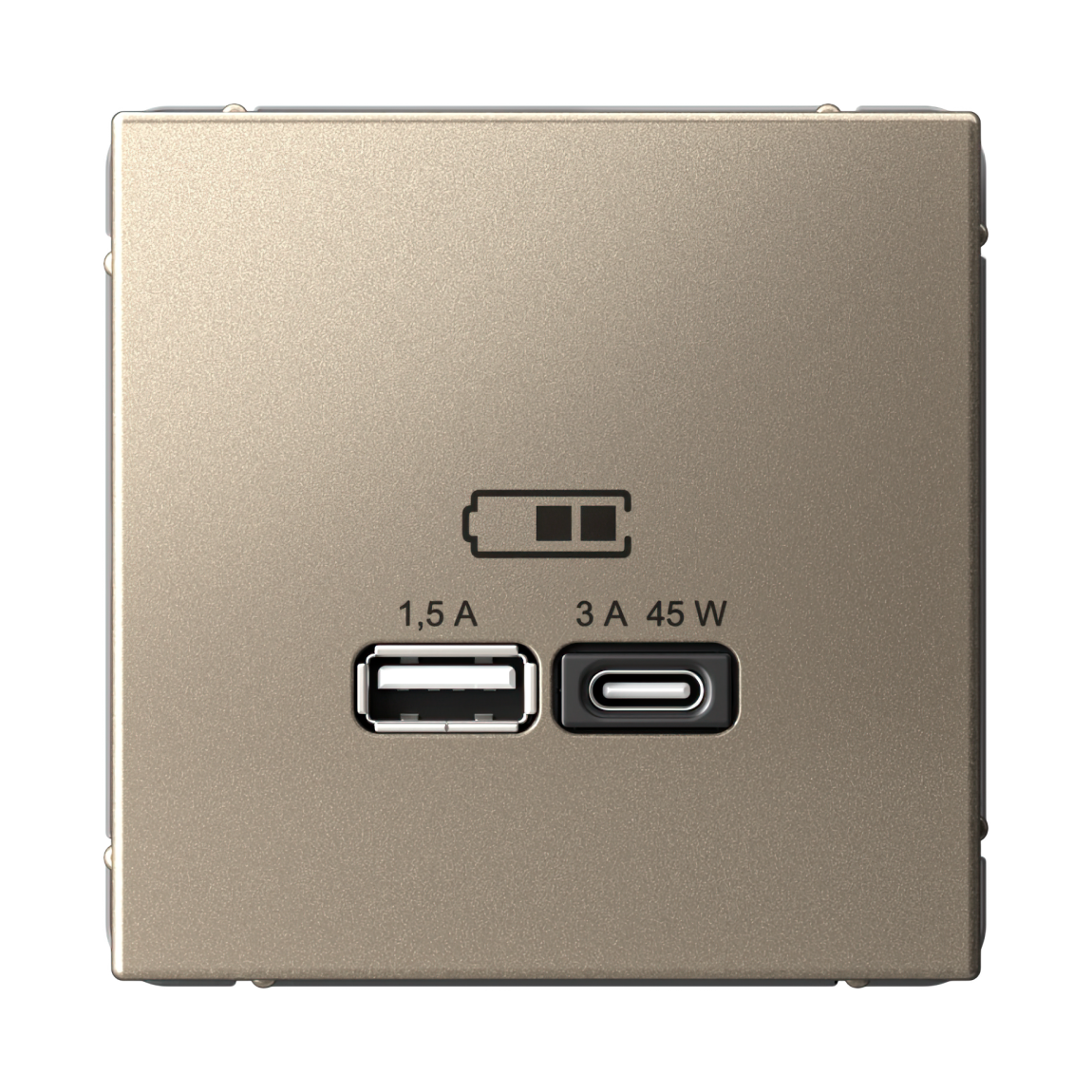 ARTGALLERY USB РОЗЕТКА A + тип-C 45Вт высокоскор.заряд. QC, PD, механизм, ШАМПАНЬ