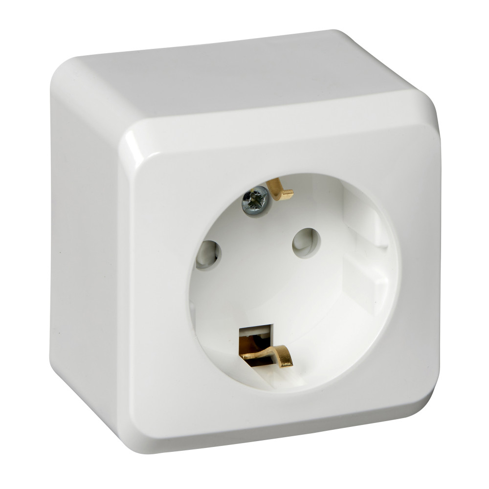 ЭТЮД О/У РОЗЕТКА с заземлением со шторками, 16А, 250В, БЕЛЫЙ