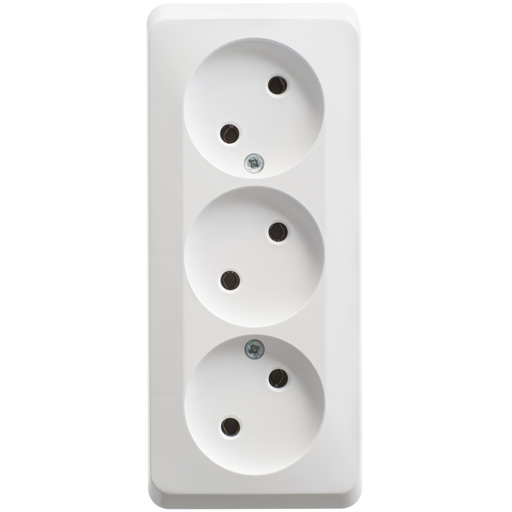 ЭТЮД О/У РОЗЕТКА 3-местная без заземления без шторок, 16А, 250В, БЕЛЫЙ