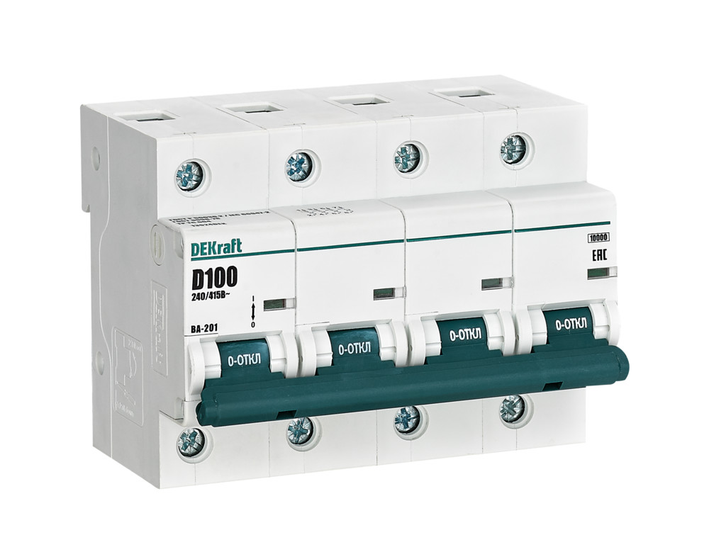 Автоматический выключатель ВА-201 4P 100А D 10кА