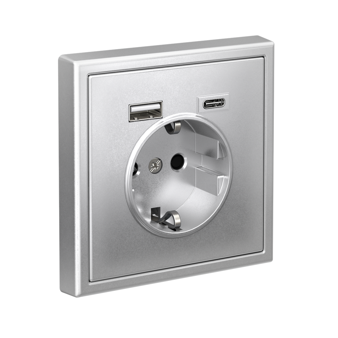 ARTGALLERY РОЗЕТКА 16А с 2 USB A+C, 5В/2,4А/3,0А, 2х5В/1,5А, механизм, АЛЮМИНИЙ