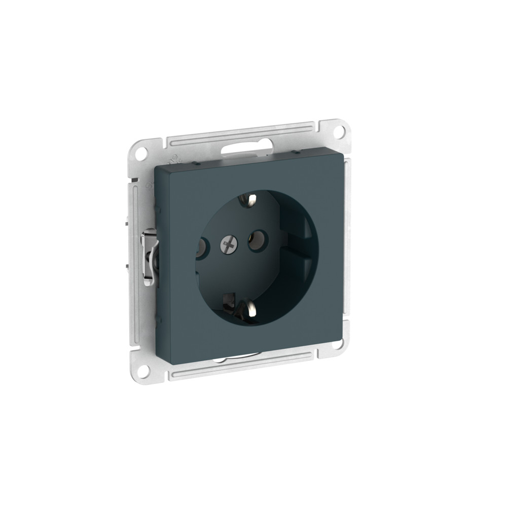 ATLASDESIGN РОЗЕТКА с заземлением без шторок, 16А, мех., быстрозажим. клем., ИЗУМРУД