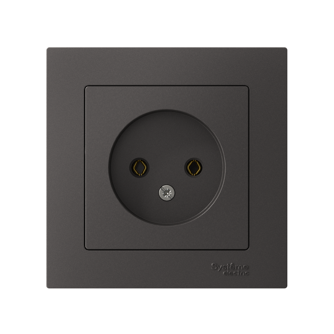 ATLASDESIGN РОЗЕТКА двойная без заземления со шторками, 16А, в сборе, БАЗАЛЬТ