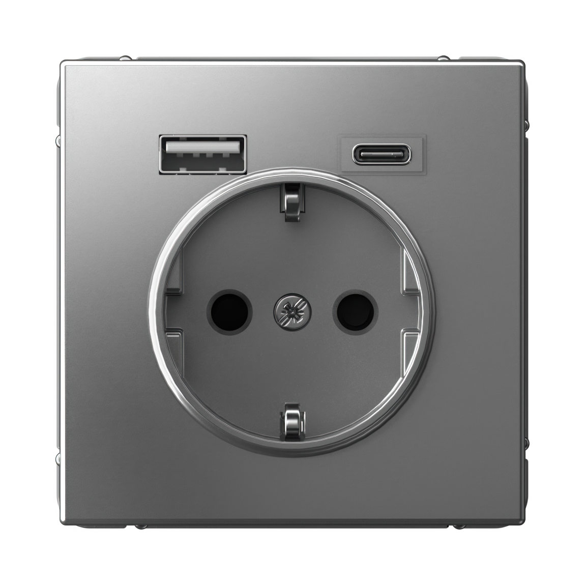 ARTGALLERY РОЗЕТКА 16А с 2 USB A+C, 5В/2,4А/3,0А, 2х5В/1,5А, механизм, СТАЛЬ