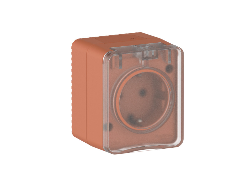 ATLASDESIGN PROFI IP54 О/У РОЗЕТКА с заземлением со шторками, 16А, ТЕРРАКОТОВЫЙ