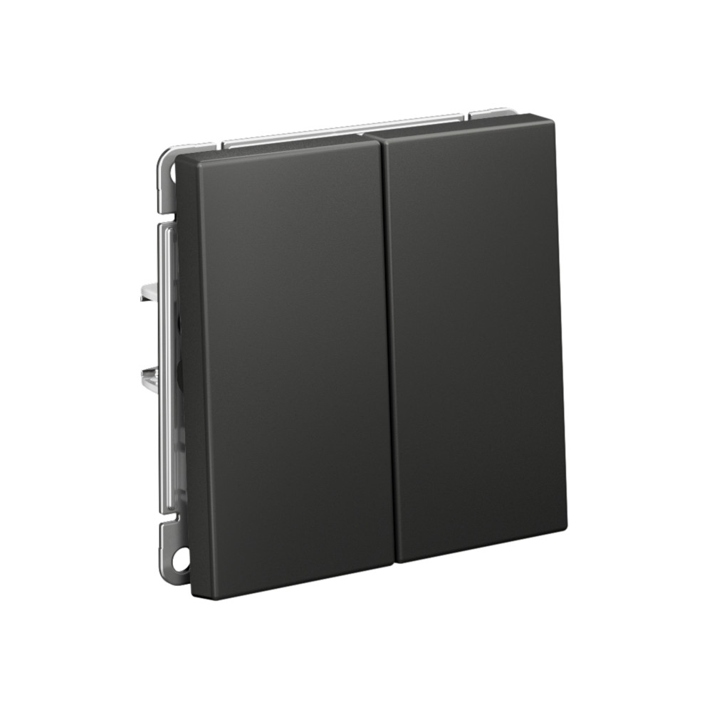 ARTGALLERY 2-клавишный ПЕРЕКЛЮЧАТЕЛЬ, 10АХ, механизм, быстрозажим. клем., БАЗАЛЬТ