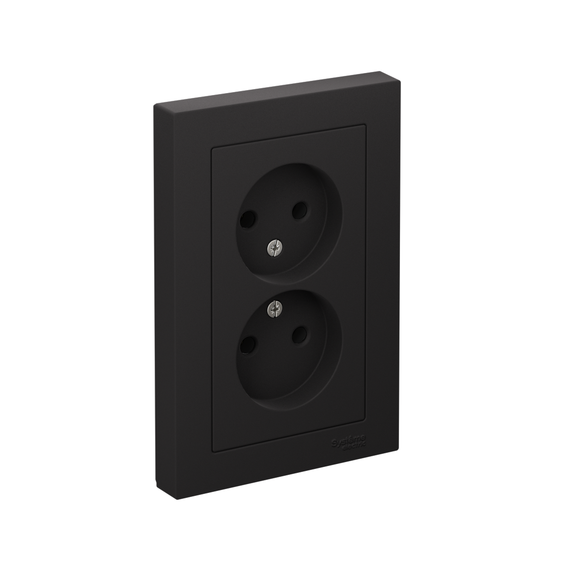 ATLASDESIGN РОЗЕТКА двойная без заземления, 16А, в сборе, КАРБОН