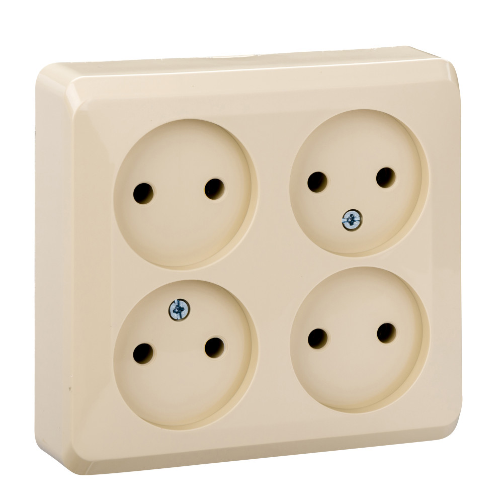 ЭТЮД О/У РОЗЕТКА 4-местная без заземления без шторок, 16А, 250В, КРЕМОВЫЙ
