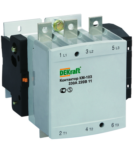 Контактор 330А 220В АС3 1НО+1НЗ КМ-103 Dekraft