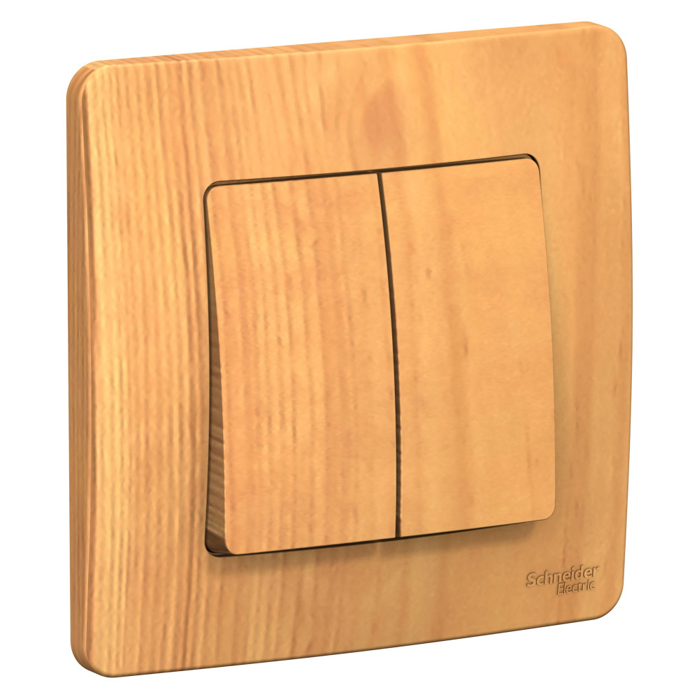 BLANCA С/У 2-клавишный ПЕРЕКЛЮЧАТЕЛЬ (cх.6+6), 10А, 250В, ЯСЕНЬ