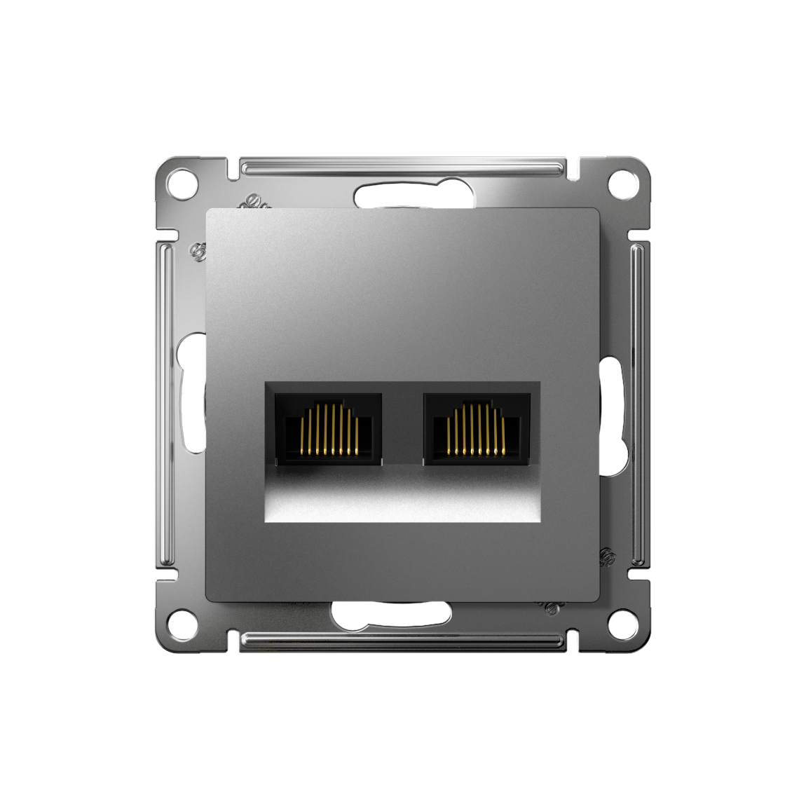 ATLASDESIGN РОЗЕТКА двойная компьютерная RJ45+RJ45 кат. 5e, механизм, СТАЛЬ