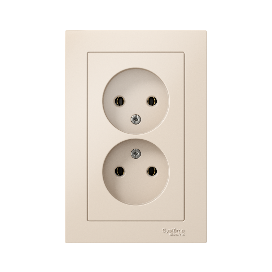 ATLASDESIGN РОЗЕТКА двойная без заземления, 16А, в сборе, БЕЖЕВЫЙ