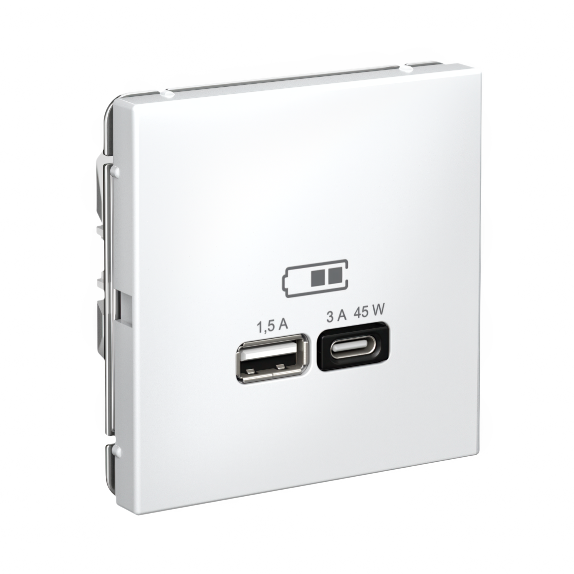 ARTGALLERY USB РОЗЕТКА A + тип-C 45Вт высокоскор.заряд. QC, PD, механизм, БЕЛЫЙ