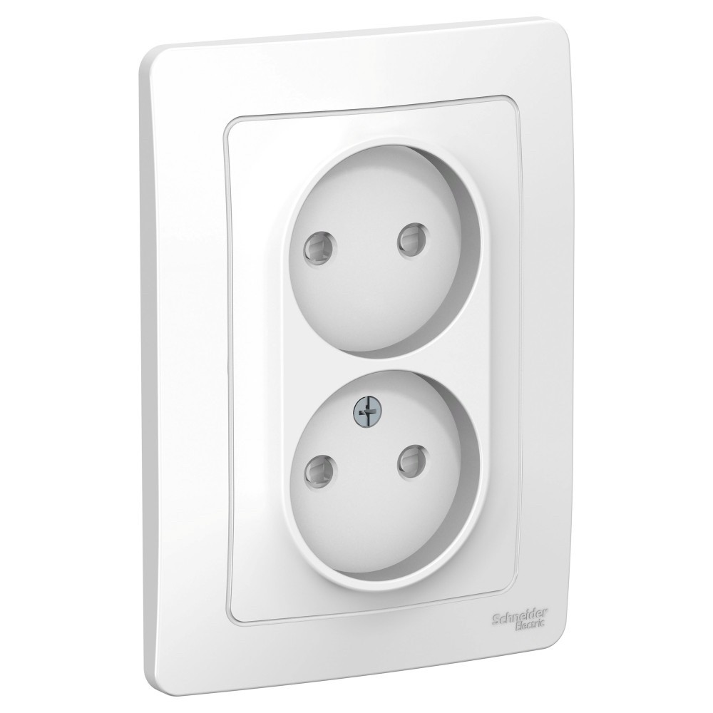 BLANCA С/У РОЗЕТКА двойная без заземления со шторками, 16А, 250В, БЕЛЫЙ