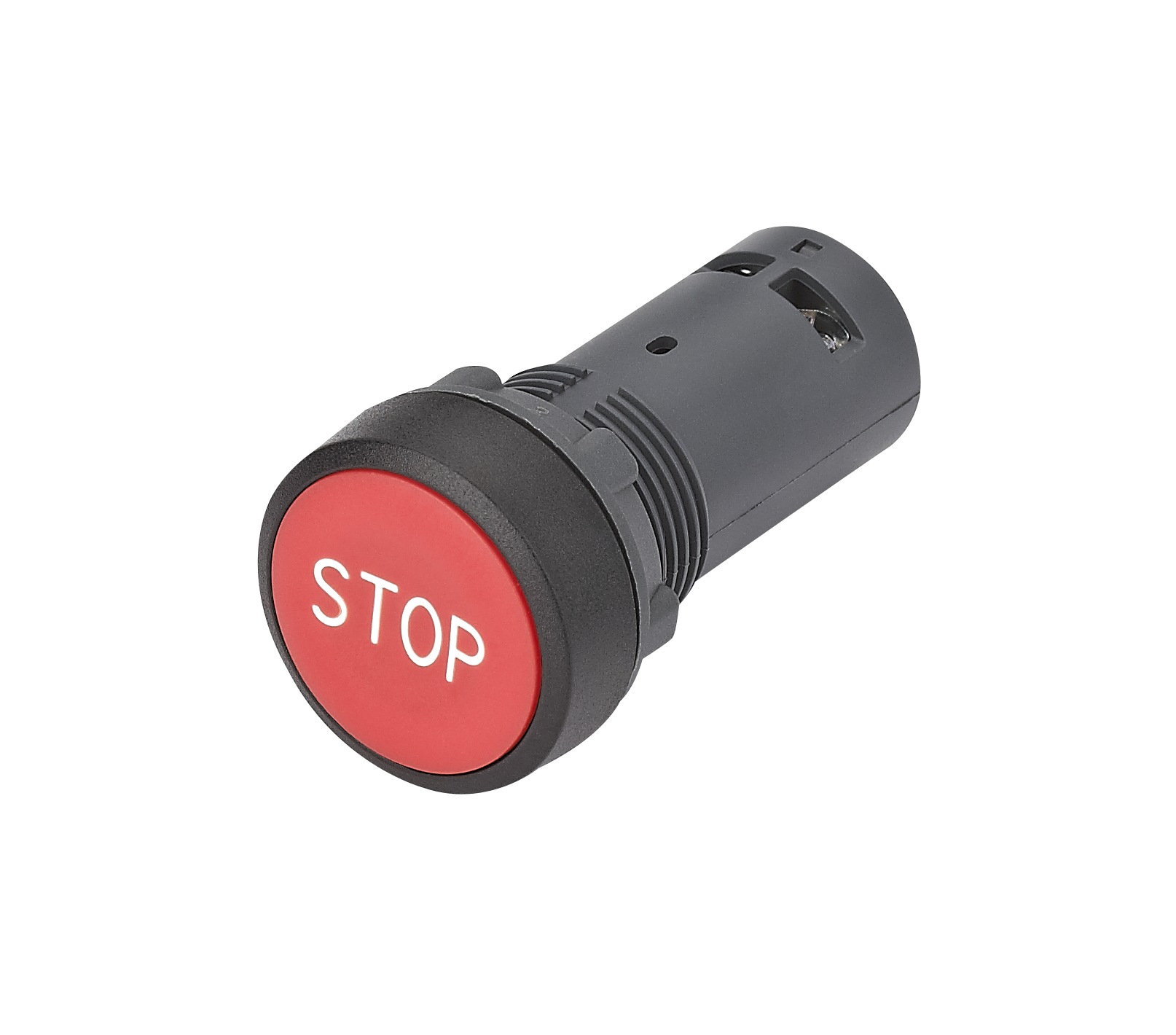 Кнопка SB7 моноблочная 22мм красная с возвратом, с маркировкой "STOP", пластик, 1НЗ, IP65