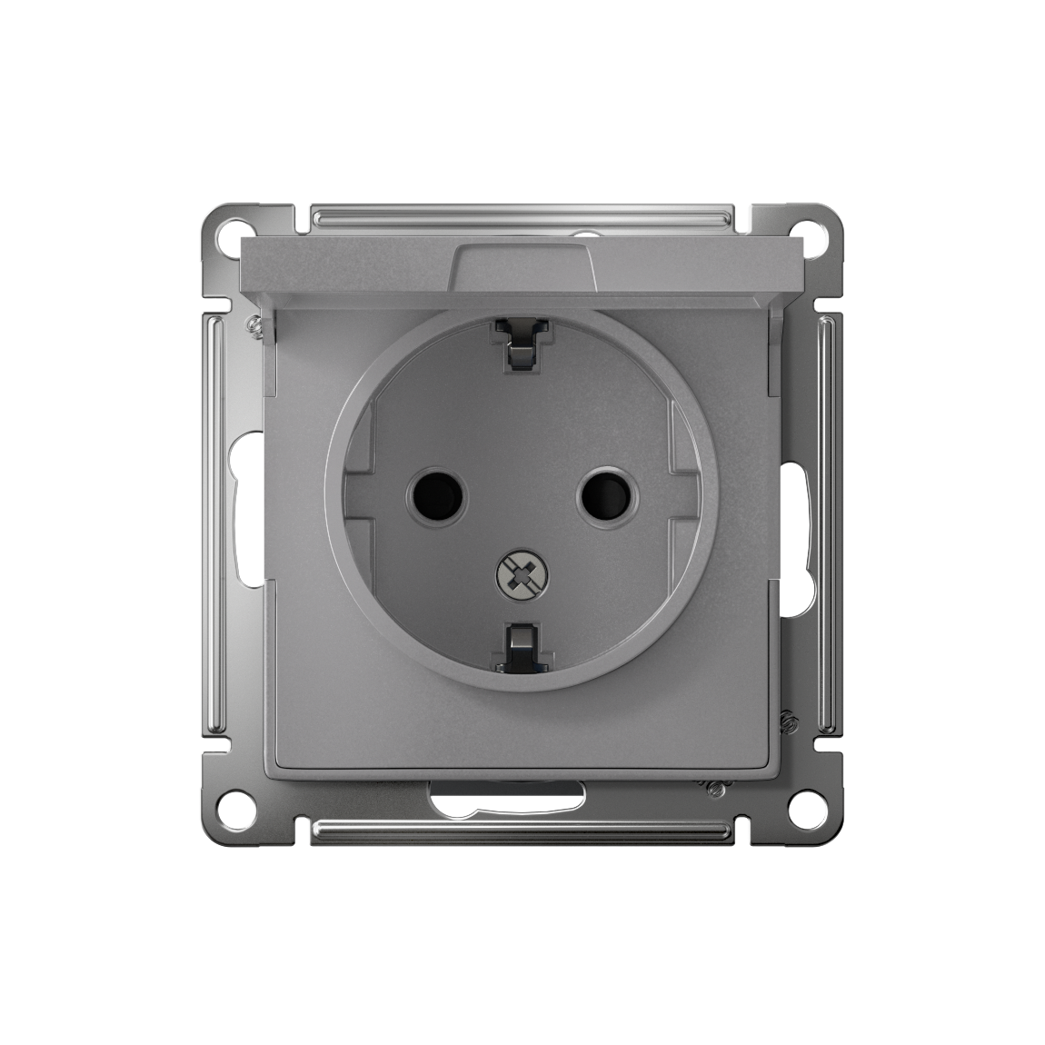 ATLASDESIGN РОЗЕТКА с заземлением со шторками с крышкой, 16А, IP20, механизм, АЛЮМИНИЙ