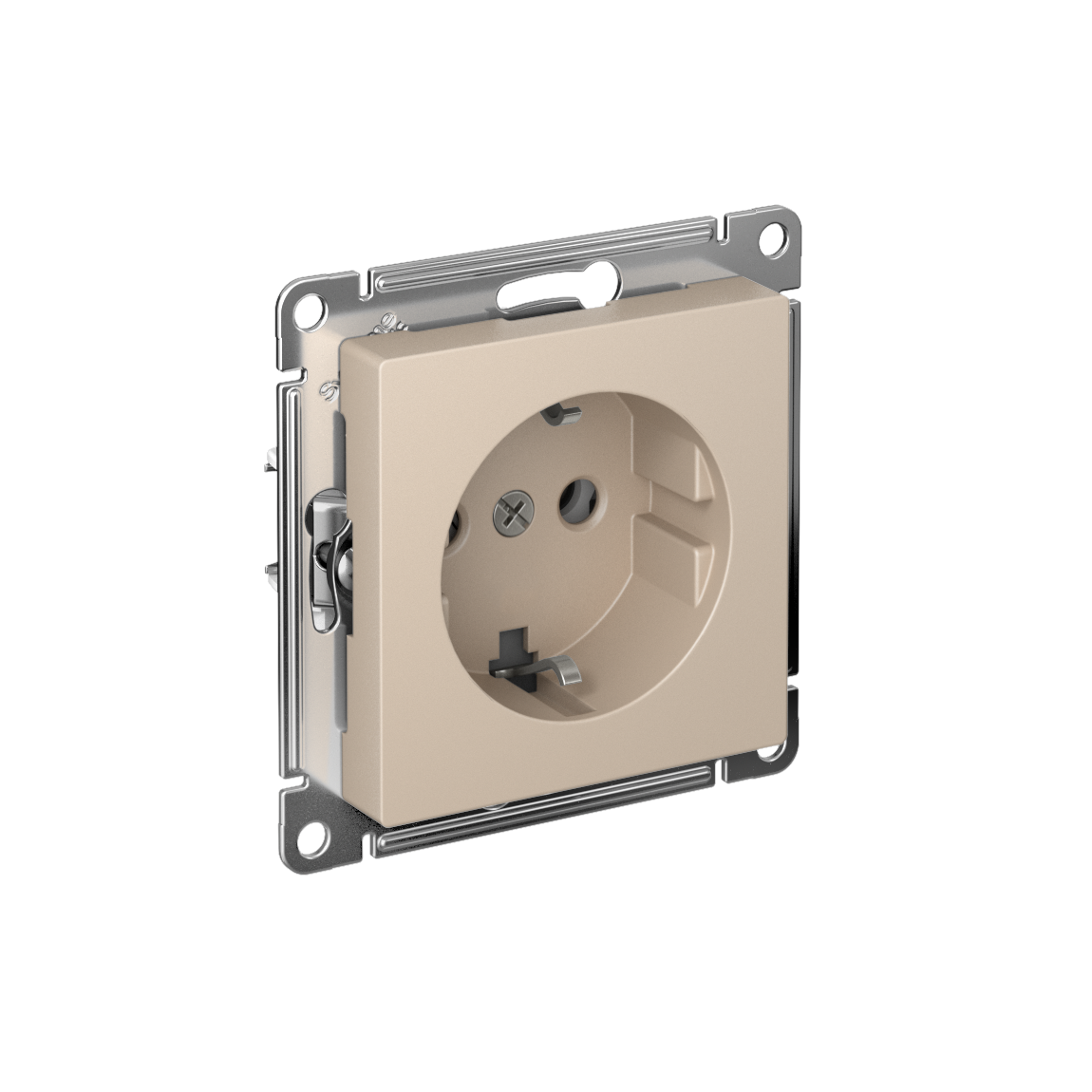 ATLASDESIGN РОЗЕТКА с заземлением без шторок, 16А, мех., быстрозажим. клем., ПЕСОЧНЫЙ