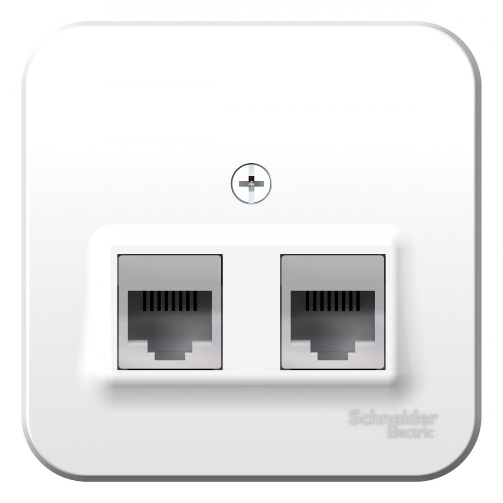 BLANCA О/У РОЗЕТКА двойная: комп.RJ45, кат.5E + телеф. RJ11, ИЗОЛ.ПЛ., БЕЛЫЙ