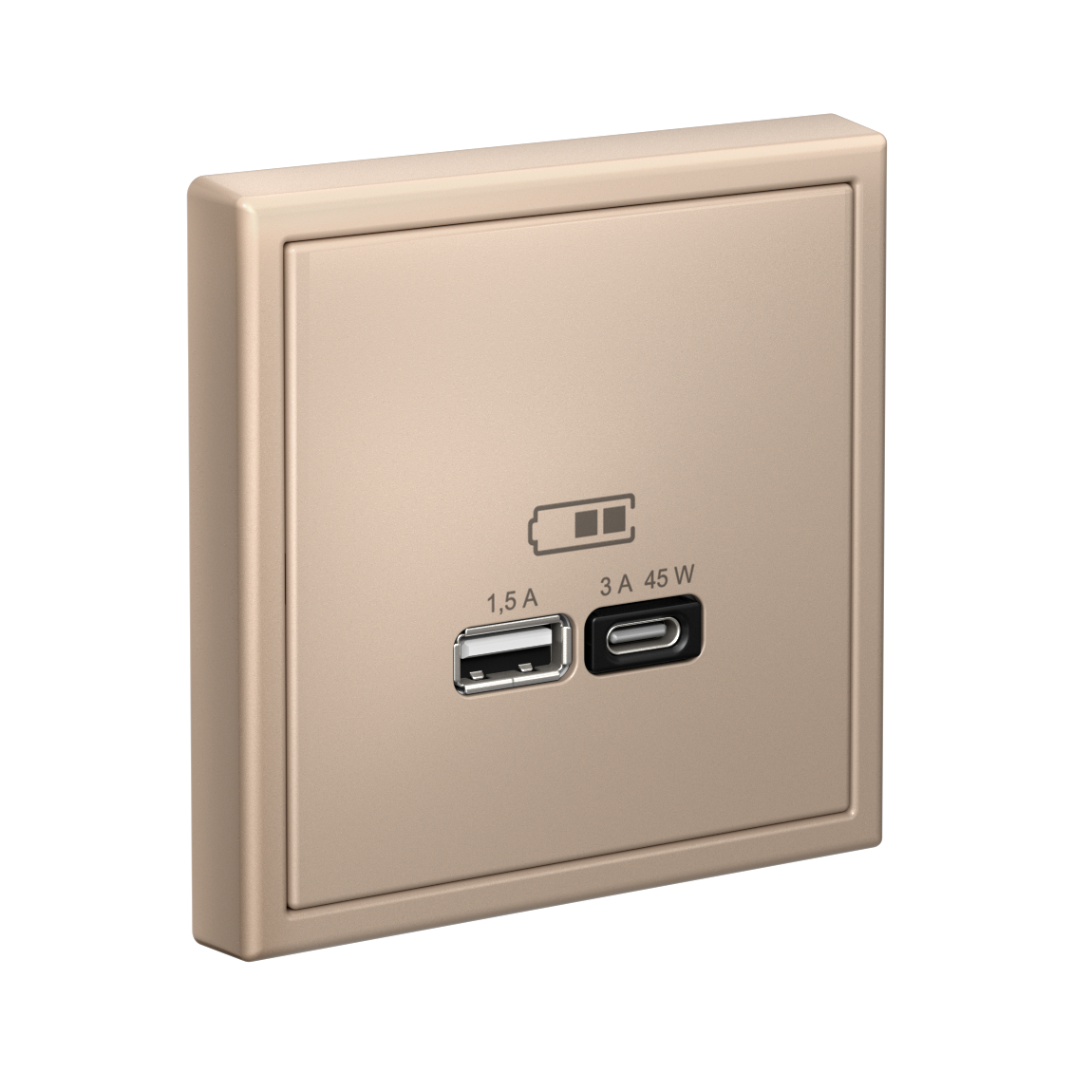 ARTGALLERY USB РОЗЕТКА A + тип-C 45Вт высокоскор.заряд. QC, PD, механизм, ПЕСОЧНЫЙ