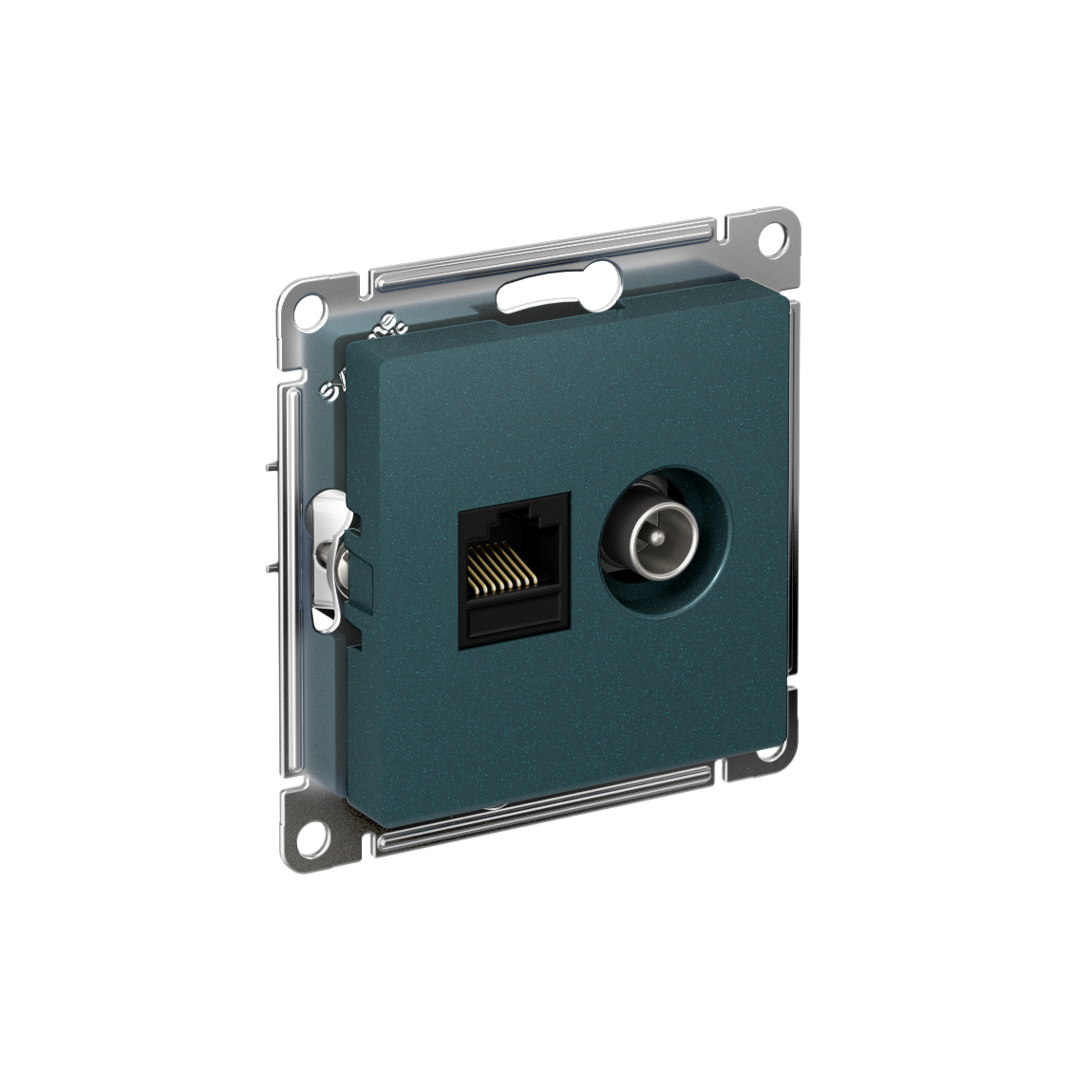 ATLASDESIGN РОЗЕТКА двойная ТВ + компьютерная RJ45 кат. 5e, механизм, ИЗУМРУД