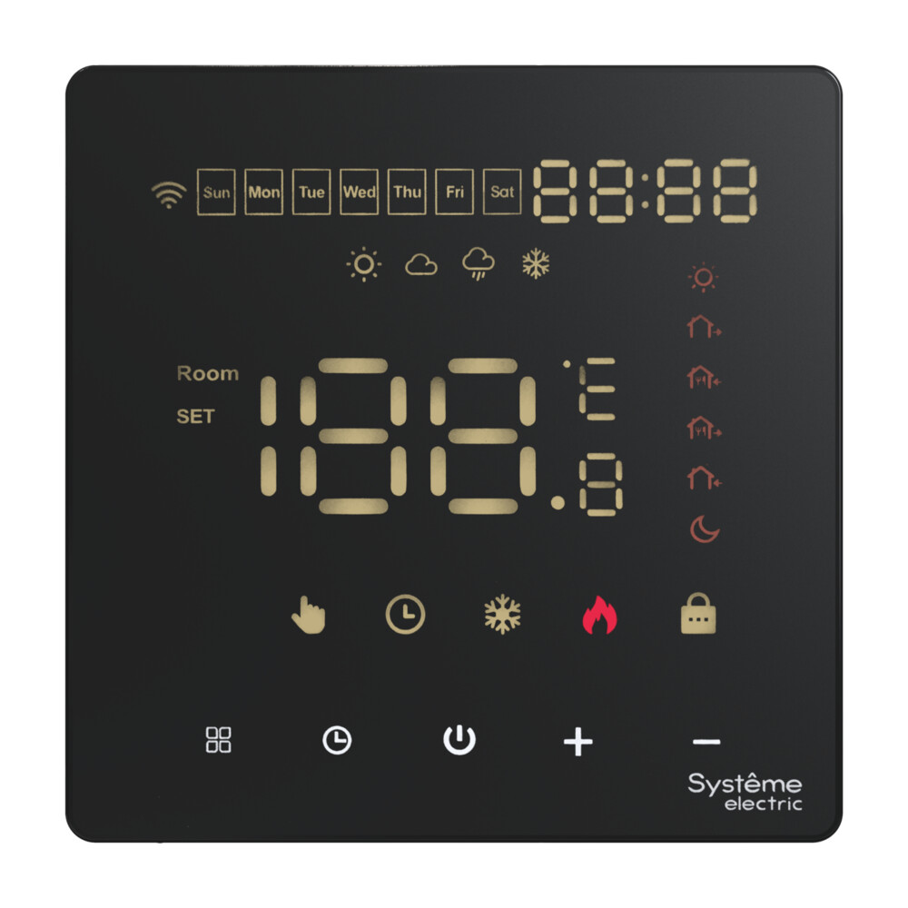 ARTGALLERY ТЕРМОСТАТ Wi-Fi электронный для теплого пола, 16A, в сборе, ЧЁРНЫЙ