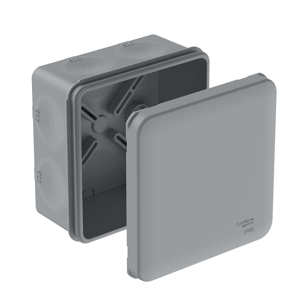 MULTIBOX Коробка распред. 85х85х42 IP66 с 8 мембранными вводами D25 под пистолет СЕРАЯ (со стикером)