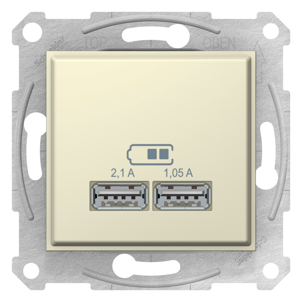 SDN2710247 - SEDNA USB РОЗЕТКА, 2,1А (2x1,05А), БЕЖЕВЫЙ