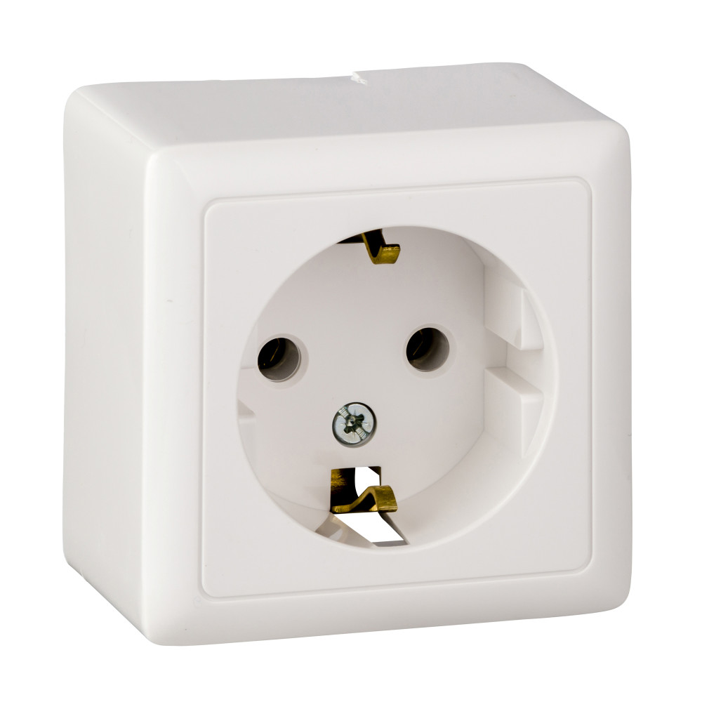 ХИТ О/У РОЗЕТКА с заземлением без шторок, 16А, 250В, БЕЛЫЙ